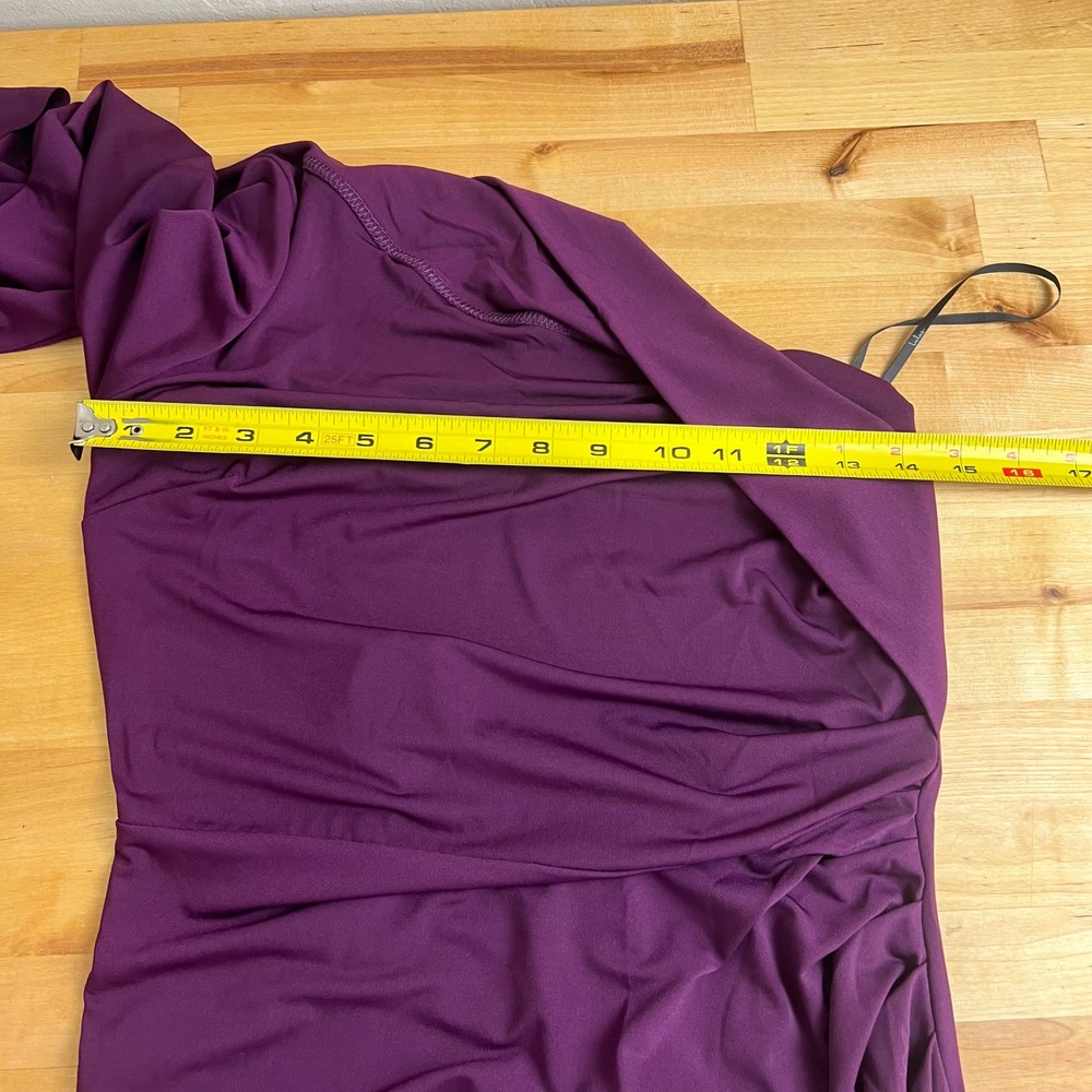Lulus Maxi Dress One Shoulder Long Sleeve Cape Ruched Gown Purple Size M NEW - Picture 6 of 6